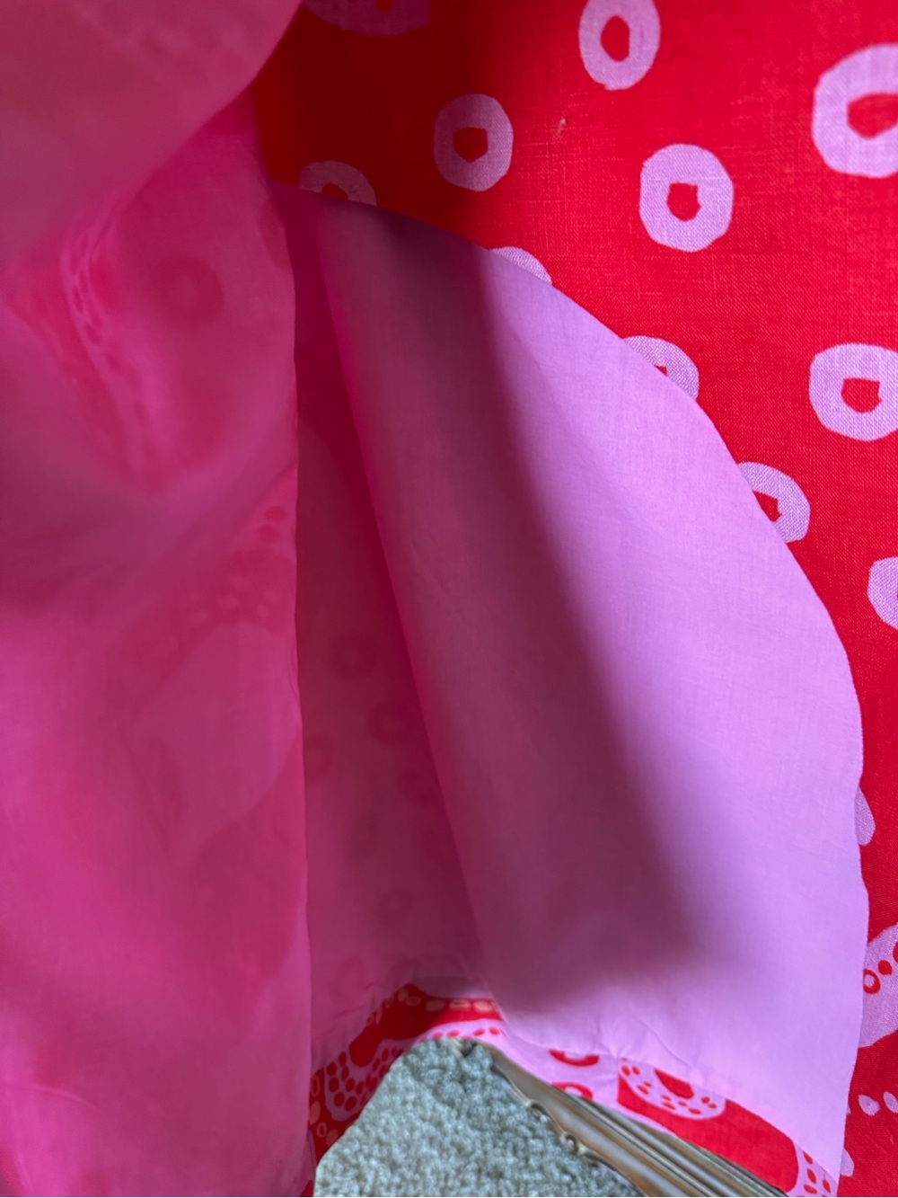 Farm Rio Octo Cool Red/Pink Linen Wrap Skirt - Picture 5 of 10